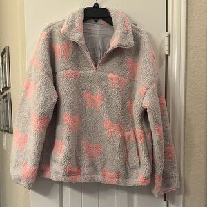 Cozy Pink and Gray Sherpa Pullover